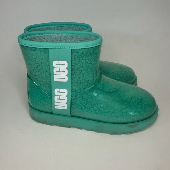 UGG Classic Clear Mini rain boots in the "Tide Pool" color Size 7 Womens - Picture 3 of 10